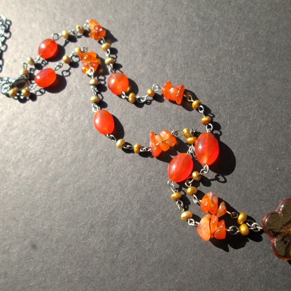 🌼🧡❤️ COUSIN CLAUDINE Carnelian Agate Necklace - Picture 16 of 16